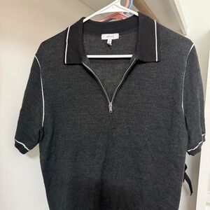 Lot of 2 Reiss Shorts Sleeve Zipper Front Shirts Beautiful Wool/Cotton Blendd